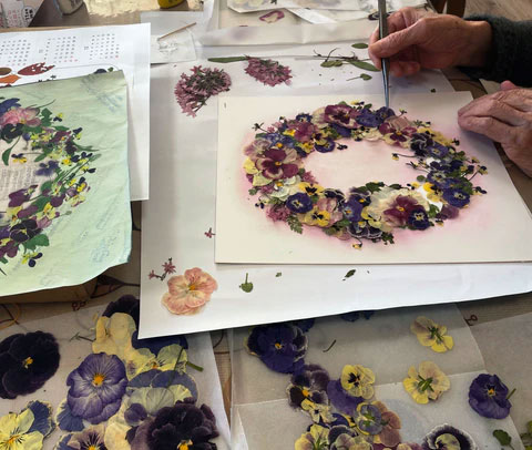 押し花ワンデーレッスン風景